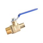 Ball valve brass 1" male threaded x pex 1" lead free